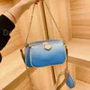 Lady Gradient Colorful Fashion Chain Bags Square With Oval Panelled Coin Pouch Totes Fresh Zipper Pocket Interior Compartment Wome306J