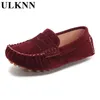 ULKNN candy color children soft leather loafers kids fashion casual boys and girls boat shoes single 21-32 gray shoe 220208