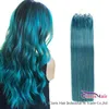 Color Blue Micro Ring Loop Hair Extensions 100 Strands 0.5g/s Silky Straight Brazilian Remy Micro Link Bead Real Human Hair 16-22" Full End