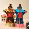 Lyxig Vintage Kinesisk Stil Jul Vin Väskor Flaska Dekorera Silk Fabric Bottle Cover 10 st Mix Color