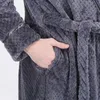 Hommes Hiver Extra Long Épais Chaud Grille Flanelle Peignoir Hommes De Luxe Kimono Peignoir Femmes Sexy Robes Homme Thermique Robe De Chambre T200110