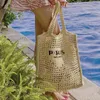 Shopping Bags Designer Brands Hollow Letters Large Straw Tote Fashion Paper Woven Women Shoulder Summer Beach Handbag Luxury Big Bali Bag 220301