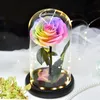 Artificielle Éternelle Rose LED Lumière Beauté La Bête En Verre Couverture De Noël Décor À La Maison Pour Mère Saint Valentin Nouvel An Cadeau