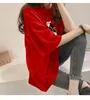 Kadınlar Moda Giyim Yeni kadın Üst Artı Boyutu Çince Baskılı Yuvarlak Boyun Uzun Kollu T-Shirt Grafik T Shirt 201029