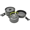 Ultra-light Aluminum Alloy Camping Cookware Utensils Outdoor Cooking Teapot Picnic Tableware Kettle Pot Frying Pan 3pcs/Set C1108