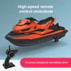 2.4G RC Boat Mini Electric Speedboat Bright Vehicle Model LED Motor USB Water Remote Control Toy Swim Baby Summer Gift 10km/h