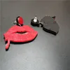 Boucle d'oreille chauve-souris d'halloween pour femme, paillettes, lèvres de sang rouge, gothique, bijoux en acrylique, 2610