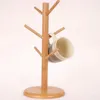 Neue Holz Baum Form Kaffeetasse Trocknen Tassen Lagerregal Halter Home Küche Abfluss Aufhänger Ständer Organizer mit 6 Haken T200506