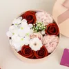 Flor artificial sabonete caixa de presente rosa orquídea peônia buquê casa decoração de casamento acessórios presente do dia dos namorados z3 191u