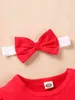 T-shirt à volants avec bordure à volants et imprimé de lettres de Noël pour bébé avec bandeau SHE
