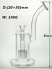 14mm 유리 그릇 330g 무게 BU016으로 8 인치 높이 및 상자 PERC 흡연을위한 유리 물 담뱃기 장비/버블 러 봉