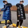 Genç Sonbahar Kış Ceketler Erkek Kız Moda Kapüşonlu Parkas Çocuklar Su Geçirmez Dış Giyim Sıcak Kalınlaşmak Pamuk Çizgili Çocuk Giyim 211222