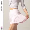Lu Lu Lemons Tennis Gym L-5 Shorts kläder Kvinnor som kör sportfiess golfkjolar med fickiga sexiga yogapåsar andningsbara veckade kjol