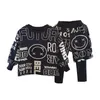 Automne garçons costume ensembles de vêtements pour enfants vêtements décontractés pour enfants printemps et automne pull à manches longues faux ensemble de deux pièces