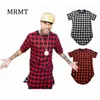2021 Brand New Clothing Mens Plaid T Shirts Hip Hop T-shirt Zipper Men T-shirts Streetwear Man Tshirt för Malel G1229