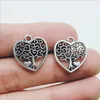 Wholesale Lot 100pcs Heart Tree Antique Silver Charms Pendants for Jewelry Making Bracelet Earrings DIY Keychain Pendant 18*17mm DH0840