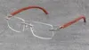 Nya träglasögon Mens Eyewear Woman 8200757 Metall Silver Rimless trägode Högkvalitativ 18K Guldram MAN -ramar Glasögon Square Optical Lens Storlek 57 G130