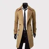 Mode Trench Coat hommes Double boutons Sobretudo Masculino coupe ajustée Long manteau pour hommes automne pardessus