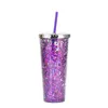 20 kleuren! 24oz Plastic Glitter Tumbler met Deksel en Stro Dubbele Muur Geïsoleerde Tuimelaar Spipy Cup Travel Cups Water Cup Herbruikbare Cup Stock CG001