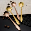 Cuchara de café con flor de oro rosa, cucharas agitadoras de cóctel de acero inoxidable, postre, helado, cubiertos para Bar en casa, voluntad y arena