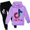 Tiktok Trainingspak voor tienerjongen en meisje Sportset Mode Kid Sweatshirt met capuchon Top Sportbroek 2PC Outfit Kinderpak Clothing255B1805092