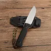 1 Stücke Hochwertiges Outdoor Survival Gerade Messer D2 Black Stone Wash Drop Point Klinge Full Tang Grün G10 Griff mit ABS K Scheide