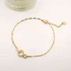 Mode Connect Double Circle Armband Solid 18k Real Gold Diamond Jewelry Bracelet