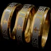New 30pcs Etched JESUS CROSS Stainless Steel Ring 316L Wide 6mm Gold Religious Comfort Fit Band Quality Ring Mens Womens Jewelry Lot