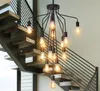 lumière long lustre Lampes américain duplex plancher salon phare loft rétro style industriel magasin de vêtements éclairage LED