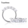 Transgems Geuine 14K oro blanco 5 unids 4 * 4 Corte radiante F Color Moissanite Half Eternity Wedding Band Anillo de compromiso para mujeres Y200620