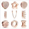 925 Sterling Srebrny Rose Gold Charm Białe klipsy z cyrkonią Krzyki Fit Fit Oryginalne odbicia Bransoletka DIY Kobiet Biżuteria Prezenty 1303731