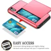 Slot Holder Cover för iPhone 11 Pro Max 8 7 6s Plus XS Max XR Card Armor Slide Card Case för Samsung S20 Ultra S9 S8 Plus S7 S10 N6072744