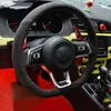 Hela Alcantara hand sömnad bil rattskydd för Volkswagen VW Golf 7 GTI Golf R Mk7 VW Polo GTI Scirocco 2015315C275F