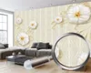Beyaz çiçekler 3d duvar kağıdı 3d duvar kağıdı oturma odası için özel fotoğraf romantik çiçek dekoratif ipek 3d duvar kağıdı