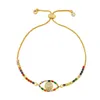 Pulsera de ojo de cristal de colores, cadena de oro de 18k, pulseras de diamantes con piedras preciosas ajustables, joyería de moda para mujer, regalo y arena