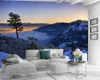 Moderne 3D-Tapete, 3D-Tapete, Wohnzimmer, riesiger Stein, schöne Schneeszene, romantische Landschaft, dekorative 3D-Wandtapete aus Seide