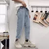 2021 nieuwe mode vier seizoenen losse mannen jeans gewassen katoen casual licht blauwe cowboy broek rits jeans s-2xl