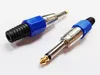 Audio-connectoren, 1/4 "6.35mm Mono Metalen Mannelijke Plug met Blauw / Zwart Plastic Eind Audio Connector / 10 Stks