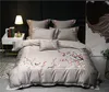 Oosterse borduurwerk Luxe Gouden Grijze Beddengoed Set Queen King Size Egyptian Cotton Bed Set Dekbedovertrek Bedsheet / Linnen Set T200706