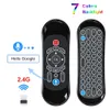 T120 mini trådlöst tangentbord 2.4g röstfluga luft musen engelska 7 färger bakgrundsbelyst tangentbord fjärrkontroll för Android TV-box