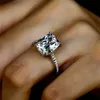 LESF 925 Sterling Silver 4ct Cushion Cut Ring 4 Prong Sona Simulated Diamond Engagement Jewelry For Women Big Stone Wedding Ring J0112