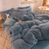 Coquette de couette PSH Set 4 pièces King Queen Size Ultra Soft Liberding Set Faux Fur Design Counterter Home Bed Textiles3642420