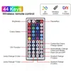 드롭 선 LED 스트립 16.4ft 32.8ft 49ft 65ft RGB 스트립 라이트 DC12V 5050SMD 어댑터가있는 LED 조명 및 44keys IR 컨트롤러