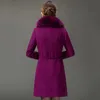 Women's Wool & Blends 2022 Winter Big Fur Collar Woolen Coat Women Cashmere Overcoat Long Jacket Female Plus Size Blend Autumn Outerwear Phy