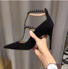 Klänning Skor Nya Kvinnor Mode Högklackat Trm Rivet Inredning Sequin Lady Pumps Ankel Zip Double Bar Party Woman Free Ship 220303