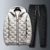 Jassen mannen trainingspak sets dikke winddichte mode hooded bomber jassen sportsweart pak merk twee stukken sweatsuit warm 4XL 211222