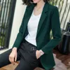 Blazer Feminino Chaqueta de traje Mujer de manga larga Abrigo verde Ol Color sólido largo 4XL Traje blanco de gran tamaño Blazer Mujer YZH809882 201201