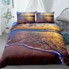 木の夕日の風景寝具セットココナッツオーシャン3Dプリント布団カバーカバー枕カバーのための枕カバーのベッドベッドセットLJ201127