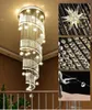 DHL /UPS Modern LED long spiral crystal staircase chandelier lighting round design hallway creative restaurant hanging light fixtures