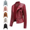 NXH Rivet Moto Biker veste en faux cuir femme col rabattu noir rose punk gothique pu manteau 201030